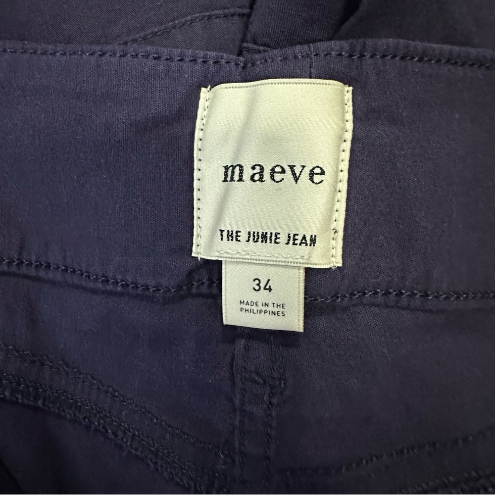 Maeve Anthropologie The Junie  Jean Wide Leg Stretch Pants In Navy Blue Size 34 - Picture 12 of 16